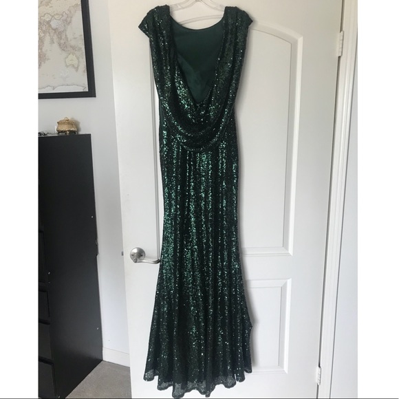 Emerald sequin formal prom dress evening gown - Picture 3 of 6